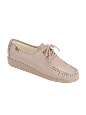 SAS Siesta Lace Up Moccasin Shoes Mocha Comfort Oxford Classic Office Size 4.5 M